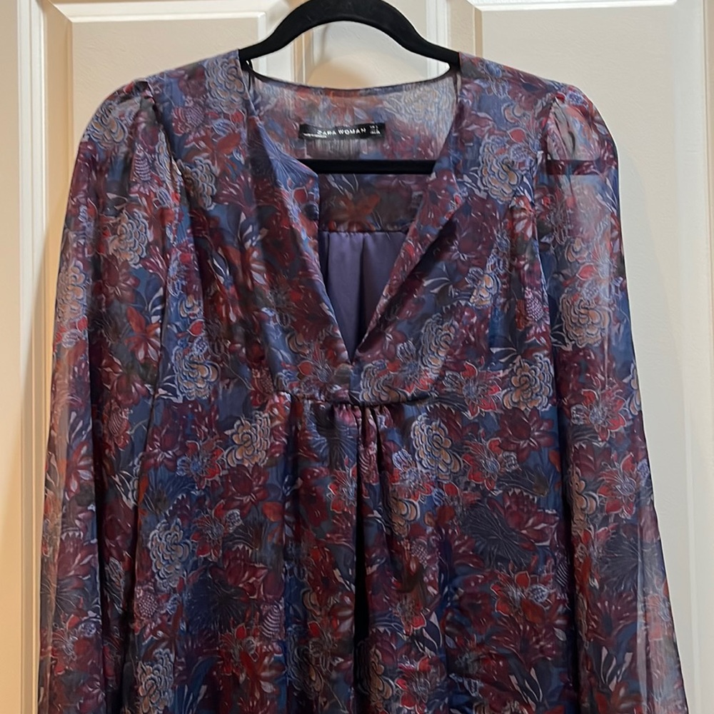 Floral chiffon long sleeve dress